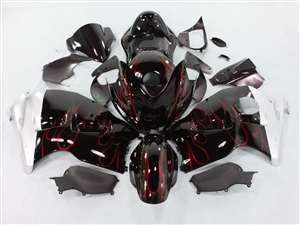 Motorcycle Fairings Kit - 1999-2007 Suzuki GSXR 1300 Hayabusa Metallic Red Flames Fairings | NSH9907-96