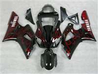 Motorcycle Fairings Kit - 2000-2001 Yamaha YZF R1 Red Flames Fairings | NY10001-11