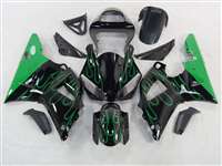 Motorcycle Fairings Kit - 2000-2001 Yamaha YZF R1 Ghost green Flames Fairings | NY10001-14