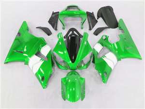 Motorcycle Fairings Kit - 2000-2001 Yamaha YZF R1 Metallic Green/White Fairings | NY10001-24