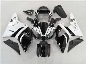 Motorcycle Fairings Kit - 2000-2001 Yamaha YZF R1 Black/White Motorcycle Fairings | NY10001-5