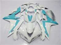 Motorcycle Fairings Kit - White/Teal 2007-2008 Yamaha YZF R1 Motorcycle Fairings | NY10708-28