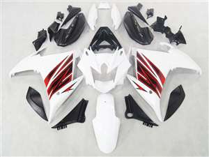 Motorcycle Fairings Kit - 2009-Present White/Red Accents Yamaha FZ6R Motorcycle Fairings | NYF0916-1