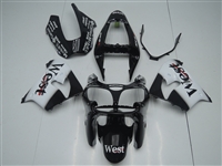 Motorcycle Fairings Kit - 2002-2003 Kawasaki ZX9R West Black/White Custom Fairings | ZX9233