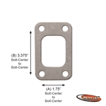 PN 18-023--Turbo - Basic T-3 Inlet Gasket, Open Plenum 1.830"w x 2.350"h Port, 4 Bolt Holes with Bolt Spacing: (A) 1.75" x  (B) 3.375", 1(ea)