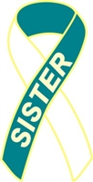 Cervical Cancer Awareness Ribbon Pin - Teal/White