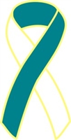 1" Cancer Awareness Ribbon Pins - Teal/White