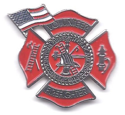 Volunteer Firefighter Badge Pin