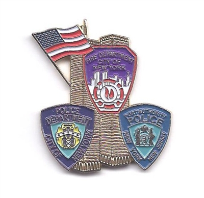 9 11 WTC Patch Pin w/ Flag