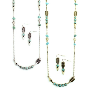 Arrow Chain with Turquoise - Silver or Gold - Package (3)