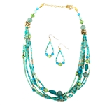 Multi Strand Turquoise and Gold Bead Set - Package (3)