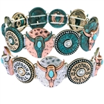 JB306 - Steer Skull and Shotgun Shell Stretch Bracelet - Patina or Three-tone - Package (3)