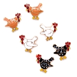 Enamel Chicken Earrings - Rhode Island (red,) Plymouth (black,) or Cornish (white) - Package (3)