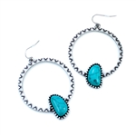 JE054 - Asymmetrical Hopi Hoop Earrings - Turquoise, Coral and Natural - Package (3)