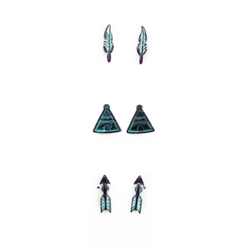 Set of Three Tribal Earrings - Copper, Patina, Gold or Silver - Package (3)