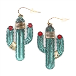 Wire Wrapped Patina Saguaro Cactus Earrings - Package (3)