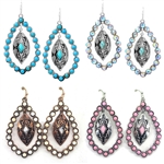 JE420-Inlayed Southwestern Petal Earrings-Copper, Turquoise, Soft Pink, AB -Package (3)