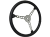Sprint Steering Wheel - 15" Black Leather - 3 Spoke design with holes