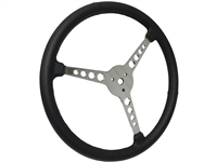 Sprint Steering Wheel - 15" Black Leather - 3 Spoke design with holes