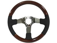 Auto Pro USA , Volante , Sport , Mahogany , Wood , Black , leather , Steering Wheel , chrome Center , Brown , GM , MOPAR , FORD , Corvette , Mustang , Charger , Challenger , Camaro , El camino , Impala , bel air , nova , chevy II , oldsmobile , firebird ,