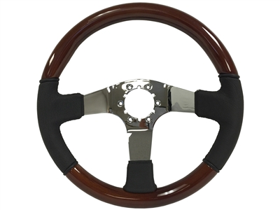 Auto Pro USA , Volante , Sport , Mahogany , Wood , Black , leather , Steering Wheel , chrome Center , Brown , GM , MOPAR , FORD , Corvette , Mustang , Charger , Challenger , Camaro , El camino , Impala , bel air , nova , chevy II , oldsmobile , firebird ,