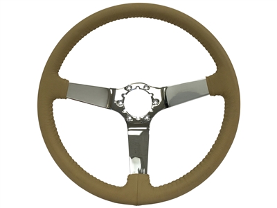 Auto pro usa , volante , S6 , oe restoration , Tan , solid , leather , chrome , Steering Wheel , GM , Corvette ,