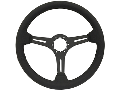 Auto Pro USA , Volante , Sport , black , leather , Steering Wheel , black Center , anodized , GM , MOPAR , FORD , Corvette , Mustang , Charger , Challenger , Camaro , El camino , Impala , bel air , nova , chevy II , oldsmobile , firebird , bronco , vw