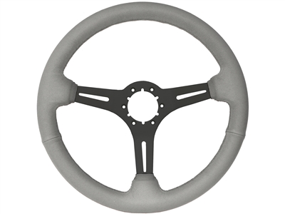 Auto Pro USA, Volante , Sport , grey , leather , Steering Wheel , black Center , anodized , GM , MOPAR , FORD , Corvette , Mustang , Charger , Challenger , Camaro , El camino , Impala , bel air , nova , chevy II , oldsmobile , firebird , bronco , vw ,