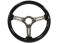 Auto Pro USA ,  Volante , Sport , Black ash, Wood , Steering Wheel , chrome Center , Black , GM , MOPAR , FORD , Corvette , Mustang , Charger , Challenger , Camaro , El camino , Impala , bel air , nova , chevy II , oldsmobile , firebird , bronco , vw ,