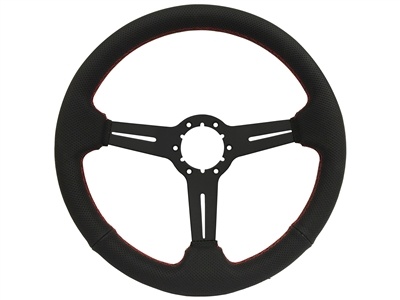 Auto Pro USA , Volante , Black , perforated leather , slots , red stitch , Steering Wheel , GM , MOPAR , FORD , Corvette , Mustang , Charger , Challenger , Camaro , El camino , Impala , bel air , nova , chevy II , oldsmobile , firebird , bronco , vw ,