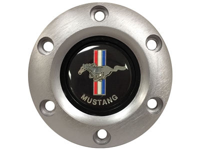 S6 Brushed Horn Button with Ford Mustang Running Pony Emblem