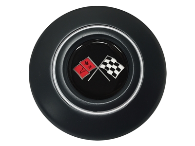 Chevy Cross Flags Retro Black Horn Cap