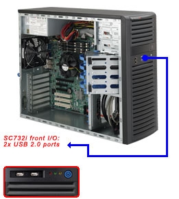 Supermicro 1U SuperChassis CSE-732I-500B 8 Hot-swap 2.5'' SAS/SATA HDD trays UIO Full height Full Length Low Profile expansion 80PLUS Platinum Optimized for DP motherboards Full Warranty