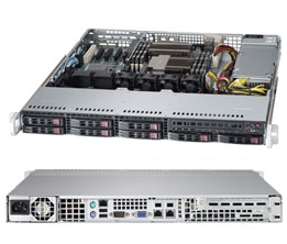 Supermicro 1U SuperServer SYS-1027B-MTF Dual socket B2 LGA 1356 supports Intel Xeon processor E5-2400 Intel 82574L GbE LAN, 2 ports  8x Hot-swap 2.5" SATA HDD Bays 600W High-efficiency Power Supply with Digital Switching Control Full Warranty