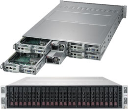 Supermicro SYS-2029TP-HC0R SuperServer/ TwinPro/ 2U Rackmount/ X11DPT-PS Moterhboard/ Dual LGA 3647/ Intel C621/ Broadcom 3008 SAS3 controlle/ 4x Hot-pluggable Systems/ Flaxible Networking Support/ Mini-mSATA support