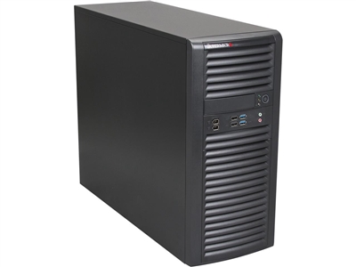 Supermicro Mid-Tower SuperServer SYS-5038A-iL Single socket H3 (LGA 1150) supports Intel Xeon E3-1200 v3 4x 3.5" internal SAS/SATA HDD Bays 90Â° rotatable HDD cage design 4x 2.5" internal SAS/SATA HDD 500W High Efficiency Power Supply Full Warranty