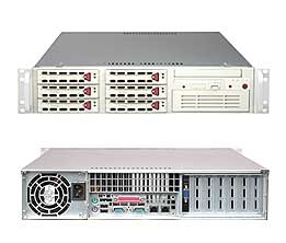 Supermicro 2U Server SYS-6025B-8 Dual Intel 64-bit Xeon Quad-Core or Dual-Core, 667/1066/1333MHz FSB Intel (ESB2/Gilgal) 82563EB Dual-port GbE 6 x 3.5" Hot-swap U320 SCSI Drive Bays Zero Channel RAID Support 550W Power Supply Full Warranty