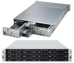 Supermicro Superserver SYS-6027TR-D71FRF 2U Dual socket R LGA 2011 For Intel Xeon processor E5-2600 Up to 512GB ECC DDR3 1866MHz 8x DIMM sockets Intel i350 Dual port GbE 6x Hot-swap 3.5" SATA3/SAS2
HDD Bays 1280W Redundant Power Supplies Full Warranty