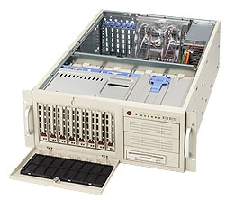 Supermicro 4U Tower Black Server SYS-7044H-X8RB Barebone Dual 604-pin FC-mPGA4 Sockets 8x3.5'' Hot-swap drive bays Zero Channel RAID Support Dual Gigabit Ethernet Controller Triple-Redundant 760W power supply Remote Management Full Warranty