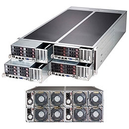 Supermicro FatTwin 4U SYS-F627G2-F73+ Server Dual socket R (LGA 2011) supports Intel Xeon processor E5-2600 IPMI 2.0 6x 2.5" Hot-swap SAS HDDs SAS2 support via LSI 2308 1620W Redundant Power Supplies Full Warranty