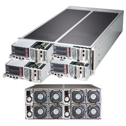 Supermicro FatTwin 4U SYS-F627R3-FT+ Server Dual socket R (LGA 2011) supports Intel Xeon processor E5-2600 IPMI 2.0 2x 3.5" Hot-swap SATA HDDs 1280W Redundant Power Supplies Full Warranty