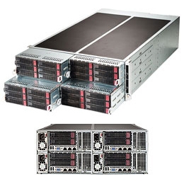 Supermicro FatTwin 4U SYS-F627R3-RTB+ Server Dual socket R (LGA 2011) supports Intel Xeon processor E5-2600 IPMI 2.0 6+2 Hot-swap 3.5" SATA HDD Bays 1280W Redundant Power Supplies Full Warranty