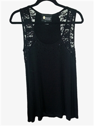 Christine Alexander Black Lace Tank w/Black Crystals