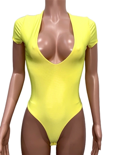 yellow_stretchy_deep_plunge_bodysuit