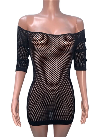 sexy_black_seamless_net_tunic_tops