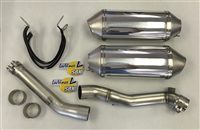 2007-2008 Suzuki GSXR1000 Leo Vince SBK Oval Slip On Exhaust - Polished Aluminum - Unlimited - Conical End Caps - DUAL Canisters