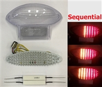 Clear Alternatives 2003-2006 Suzuki GSX 600F / 750F KATANA CLEAR Tail Light Lens and LED Board with Integrated Signals - Sequential (Ribbed) (CTL-0018-Q)