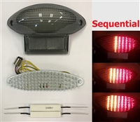 Clear Alternatives 2003-2006 Suzuki GSX 600F / 750F KATANA SMOKE Tail Light Lens and LED Board with Integrated Signals - Sequential (Ribbed) (CTL-0018-Q-S)