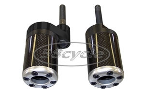 2005-2006 Kawasaki ZX6R 636 / ZX6RR Carbon Fiber Inlay Frame Sliders - NO Cut