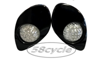 1998-2002 Kawasaki ZX6R / ZX7R / ZX9R Gregg's Customs Flush Mount Front LED Signal Lights - Fluted Clear Lens